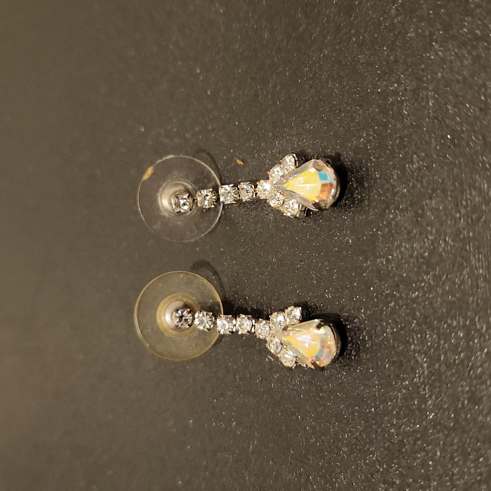 Silver Crystal and AB stone earrings